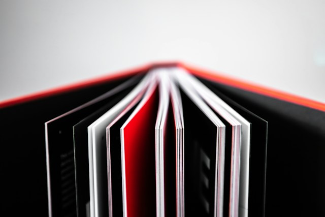 photo of a book opened so many pages can be seen at once