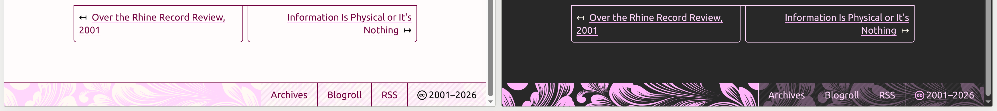 Screenshot of the post footer and page footer on this website as of now Screenshot of the post footer and page footer on this website as of now